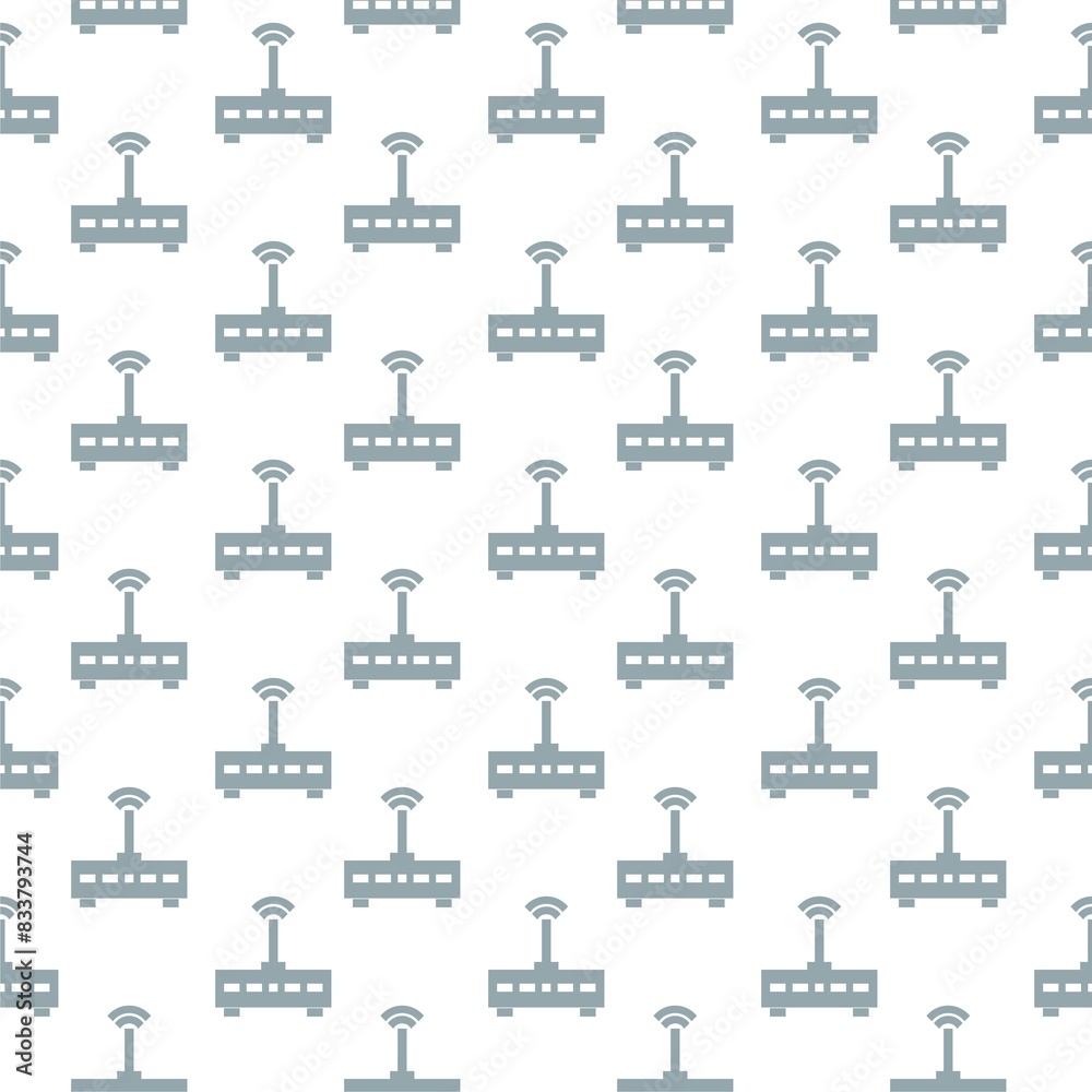 Wall mural Router and wi-fi signal symbol icon isolated seamless pattern on white background