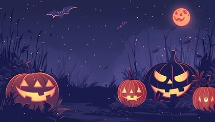 Generate a background with a Halloween pumpkin patch party and space for text