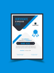Minimal Professional Certificate Template | Certificate of Appreciation Template Design | Editable Organized Layered Layout