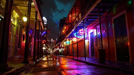 enchanting evening in new orleans french quarter bourbon street aglow cityscape photography