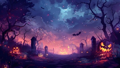 Generate a background with spooky Halloween masks and space for text