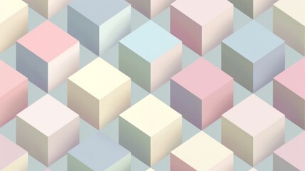 Obraz premium Minimalist Isometric Cubes in Muted Pastel Shades..