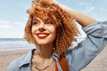 Laughing Lady: A Joyful Afro-Styled Model Experiencing Carefree Happiness in the Sunny Green Park