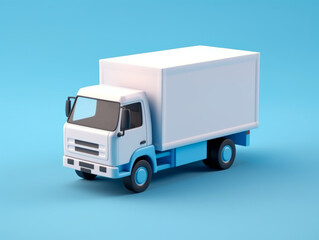 3D Delivery Van, Realistic Cargo Transportation Vehicle on the blue background. Lorry truck for shipping. Logistic illustration for commercial industry. Car express service moving between cities