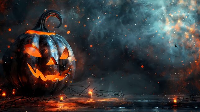 Create a background with a Halloween party banner and space for text