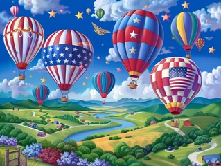 Obraz premium A whimsical illustration of a hot air balloon festival
