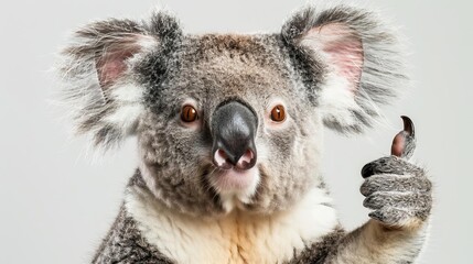 Obraz premium friendly koala making thumbs up gesture cute anthropomorphic animal portrait
