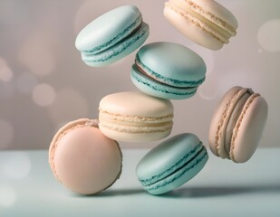 Obraz premium Colorful Macaroons Floating in the Air