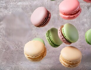 Obraz premium Colorful Macaroons Floating in the Air