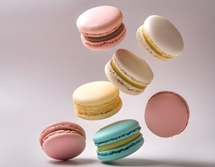 Obraz premium Colorful Macaroons Floating in the Air