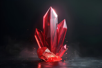 red crystal on a black background
