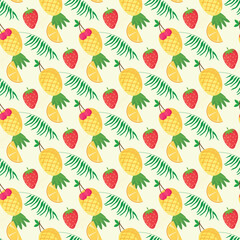 Fresh Summer Fruits Seamless Vector Pattern Design