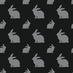Grey Rabbits Seamless Vector Pattern Design