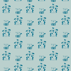 Obraz premium Happy Corgis Seamless Vector Pattern Design