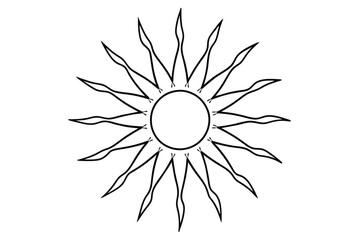 Sun line art vector illustration