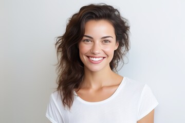 smiling woman Represents happiness and vitality. A bright smile, good mood, looking at the camera,