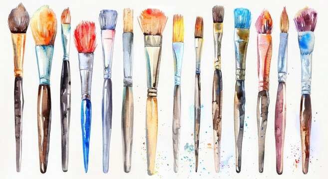 Artistic watercolor painting brushes set for creative projects, craft, hobby, and diy art supplies