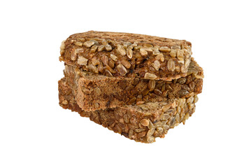 Slices of rye grain bread on a transparent background