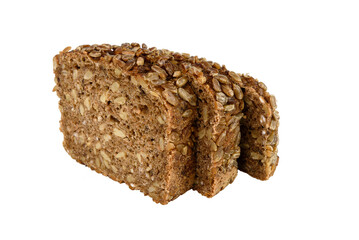 Slices of rye grain bread on a transparent background