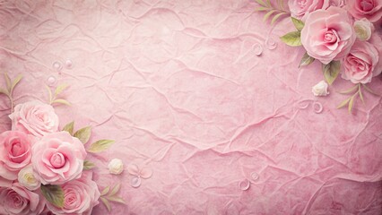pink roses on a vintage background, pink wedding paper texture.