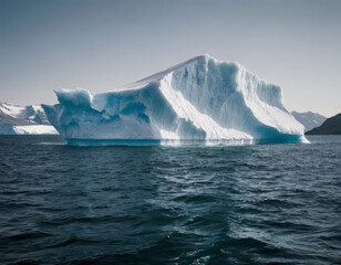 L'iceberg è attraversato da profonde crepe, rivelando la forza delle forze naturali che lo modellano.