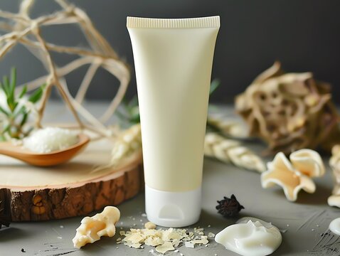 A luxurious hand exfoliator tube with natural ingredients