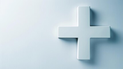 Obraz premium minimalist medical cross symbol on clean white background healthcare concept abstract photo