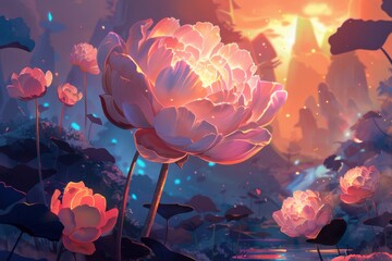 A breathtaking and awe-inspiring landscape with blooms