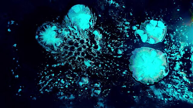 Abstract Liquid Effects in Motion, 4K, 60fps video of abstract liquid effects with vibrant colors and swirling patterns, Acrylic and Ferrofluid. Ideal for creative backgrounds, artistic&nbsp;projects.