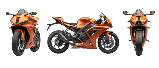 orange sports bike motorcycle on white background