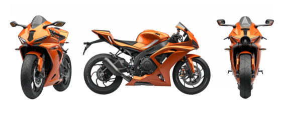 orange sports bike motorcycle on white background