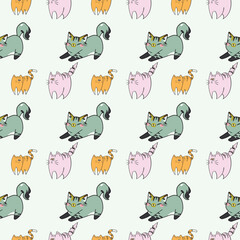 Hy There Kitty Seamless Vector Pattern Design