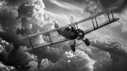 Capture the essence of pioneering aviators in a dramatic, birds-eye view Combine historical aviation events with milestones, all in striking black and white photography