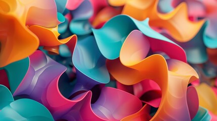 Create a visually striking abstract representation of Design Inspiration using vibrant colors and geometric shapes Utilize a digital CG 3D technique to enhance depth and dimension