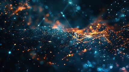 Obraz premium Futuristic Sci-Fi Background with Plexus Effect and Copy Space for Text