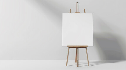 **Nielsen style illustration of an easel with a blank canvas on a white background in the simple vector art style using flat design with simple shapes and colors without shadows. The vector graphic us