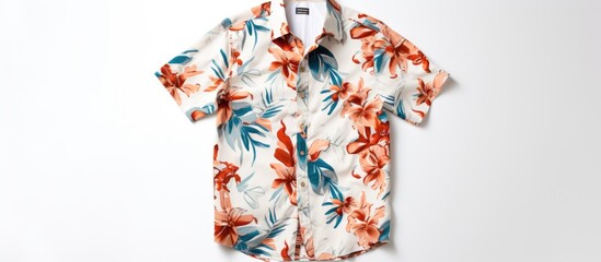 Summer shirt with short sleeves against a white background, with copy space image.