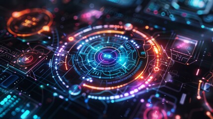 Design a sketchpad adorned with abstract and futuristic symbols that exude creativity and innovation Employ a digital watercolor technique for a unique artistic touch