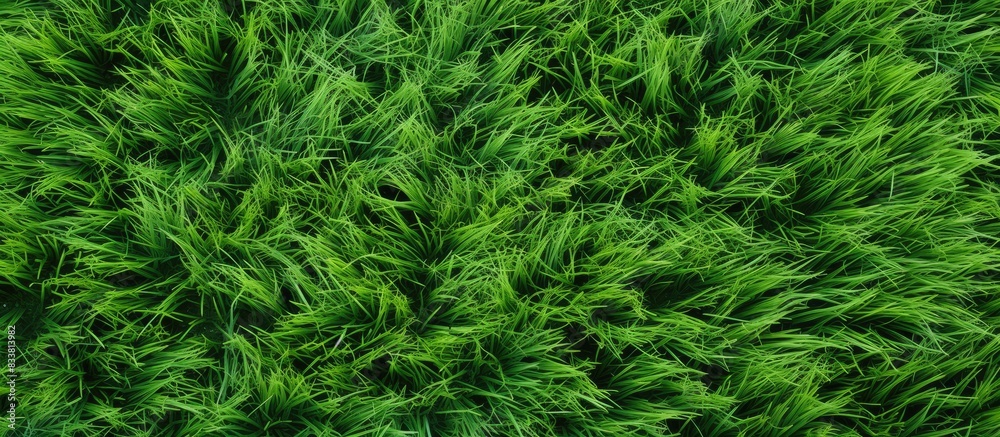 Poster Top view of a textured green grass surface with copy space image.