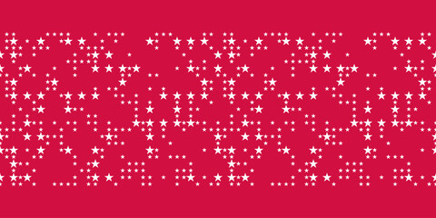 Seamless vector pattern Border with little white stars on red background. 4th July irregular abstract geometric pattern. Independence day background.