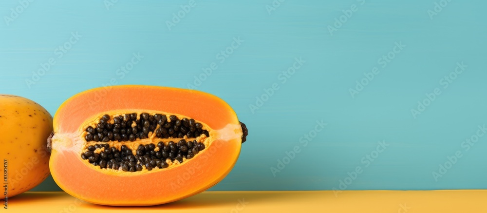 Poster image of a ripe papaya with copy space.