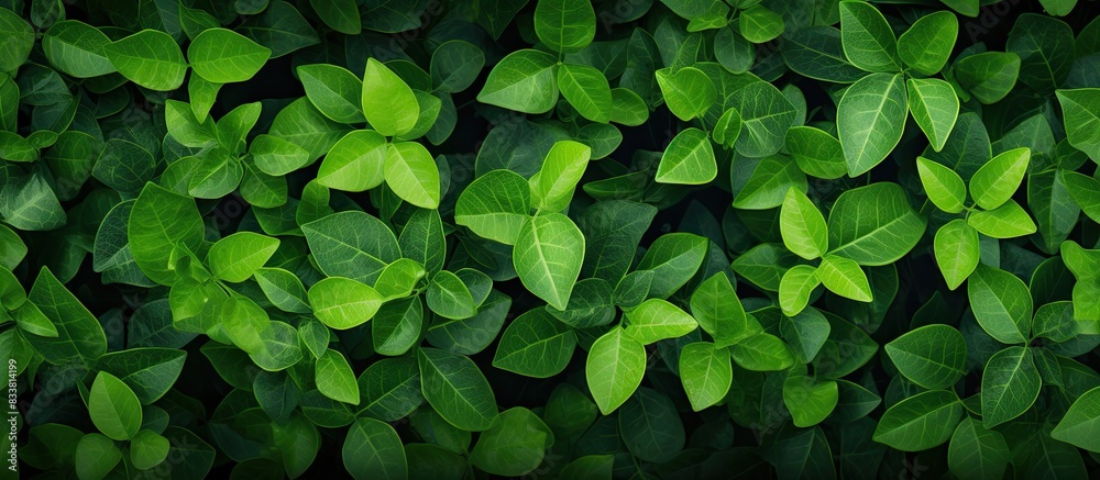 Poster Nature background with many green leaves forming a serene backdrop for a copy space image.