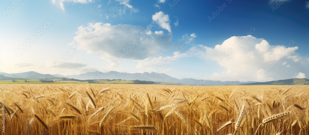 Fototapete field of ripe barley in a central european agricultural landscape with space for text or images. wit