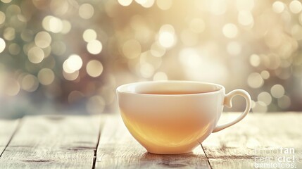 Obraz premium a cup of tea on top of wooden table