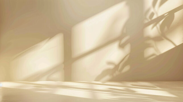 Gentle light beige background with soft window shadow, minimalistic for product presentation