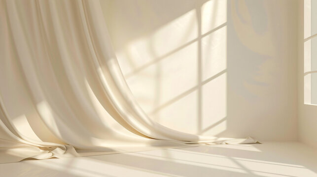 Gentle light beige background with soft window shadow, minimalistic for product presentation