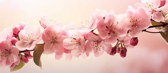 Fototapeta premium Floral blossoms of a ripe copy space image featuring apple flowers.