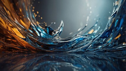 Abstract Fluid Water Dynamic Wave Design of Liquid Swirls. For Background Wallpaper. Generative AI