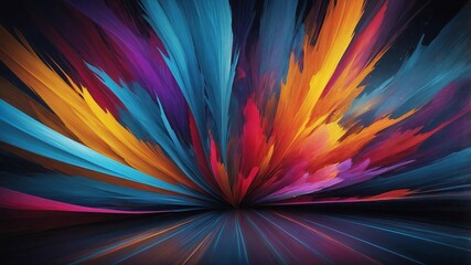 Colorful Explosion of Abstract Streaks in Blue, Purple, and Orange. Modern Digital Art for Background Wallpaper Illustration. Generative AI