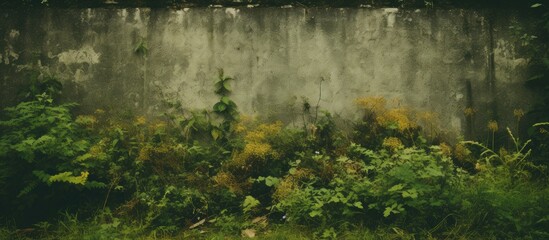 Fototapeta premium A snapshot capturing lush plants thriving on decaying grass, with ample copy space image.
